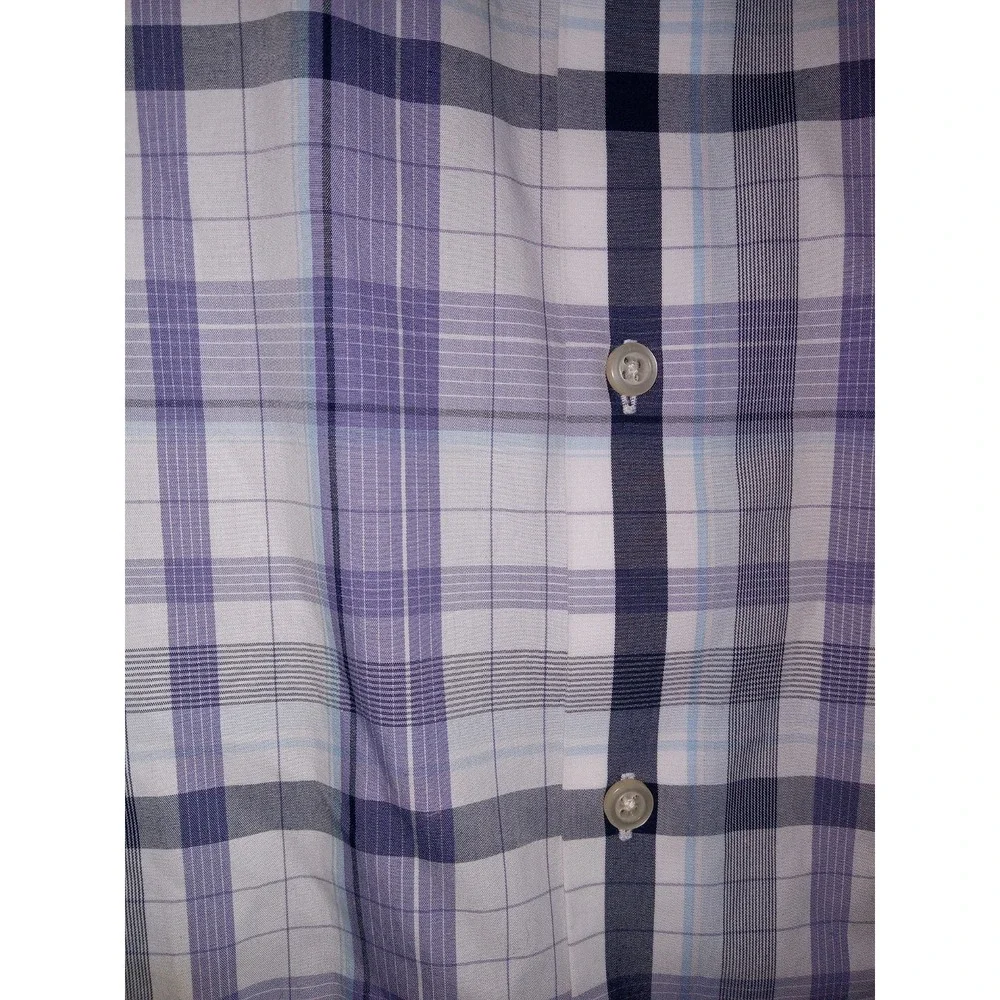 BANANA REPUBLIC Camden Fit Cotton Purple Grey‎ Check Dress Shirt Medium Office